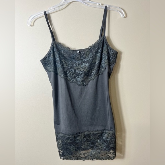 Studio Y Chocolate Brown Lace Trim Cami Tank Top Size Medium Y2K Party Layer - Picture 1 of 7